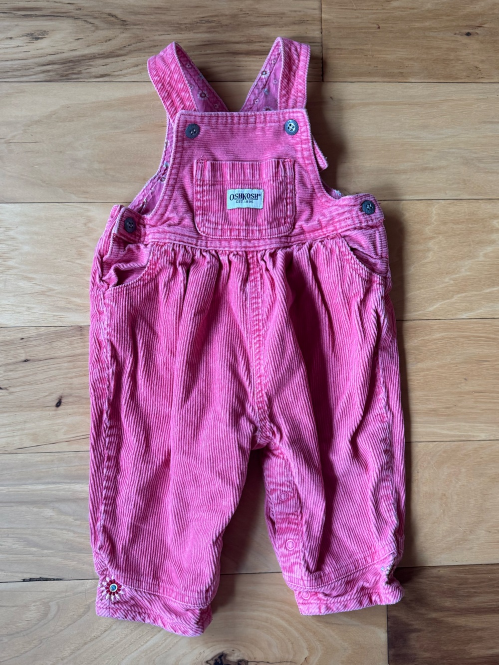 Vintage OshKosh B'gosh bubble bright Pink Corduroy Overalls
